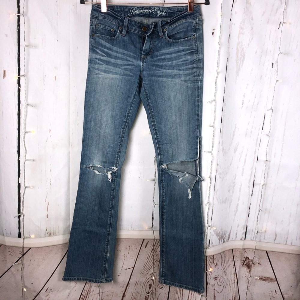 American Eagle Ripped Bootcut Jeans